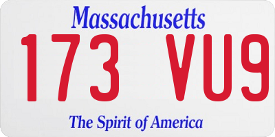 MA license plate 173VU9