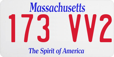 MA license plate 173VV2
