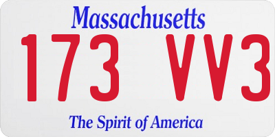 MA license plate 173VV3