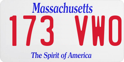MA license plate 173VW0