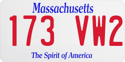 MA license plate 173VW2