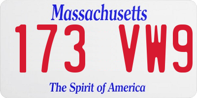 MA license plate 173VW9