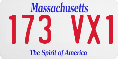 MA license plate 173VX1