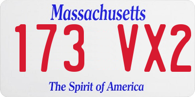MA license plate 173VX2