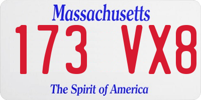 MA license plate 173VX8