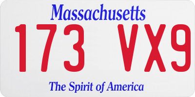 MA license plate 173VX9