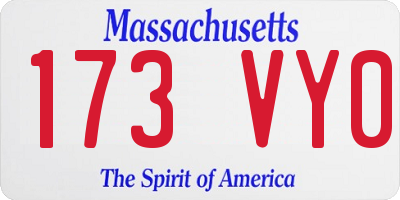 MA license plate 173VY0