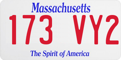 MA license plate 173VY2