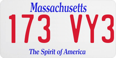 MA license plate 173VY3
