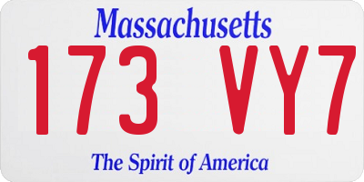 MA license plate 173VY7