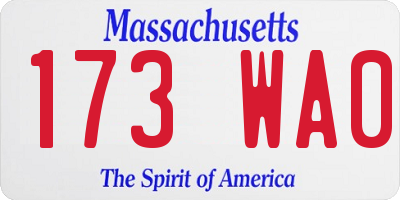 MA license plate 173WA0