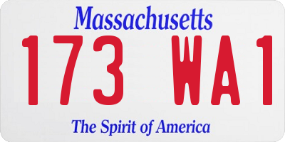 MA license plate 173WA1