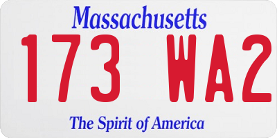 MA license plate 173WA2