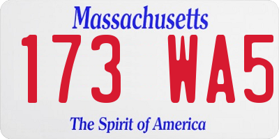 MA license plate 173WA5