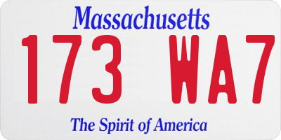 MA license plate 173WA7