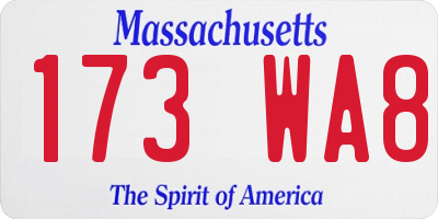MA license plate 173WA8