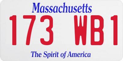 MA license plate 173WB1