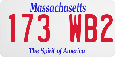 MA license plate 173WB2