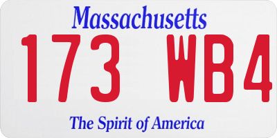MA license plate 173WB4