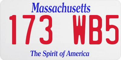 MA license plate 173WB5