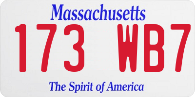 MA license plate 173WB7
