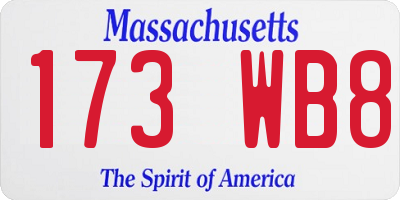 MA license plate 173WB8