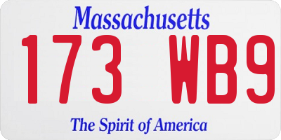 MA license plate 173WB9