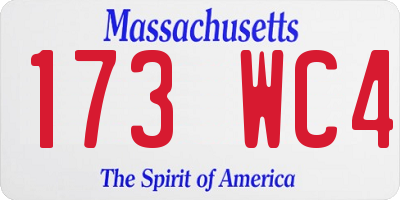 MA license plate 173WC4