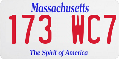 MA license plate 173WC7