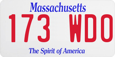 MA license plate 173WD0