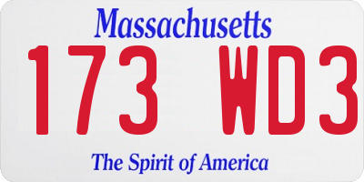 MA license plate 173WD3
