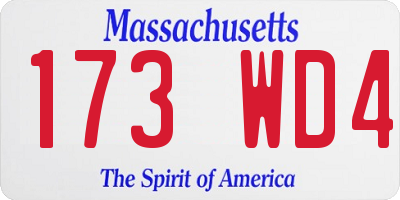 MA license plate 173WD4