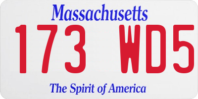 MA license plate 173WD5