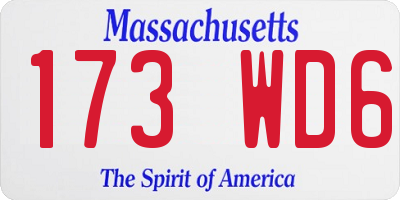 MA license plate 173WD6
