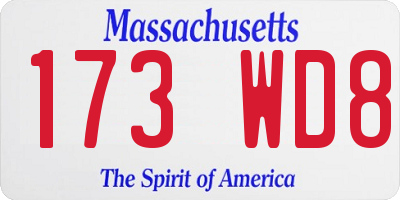 MA license plate 173WD8