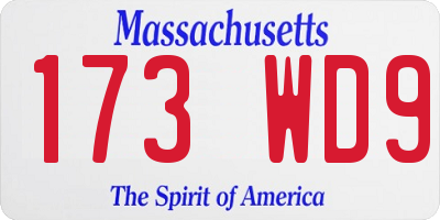 MA license plate 173WD9