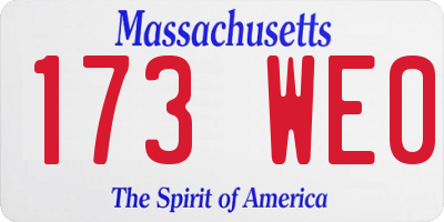 MA license plate 173WE0