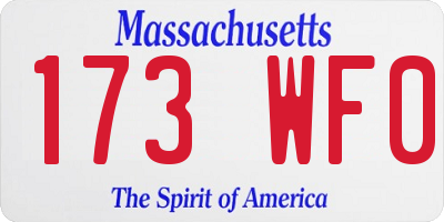 MA license plate 173WF0
