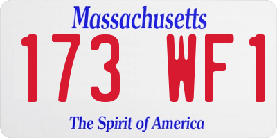 MA license plate 173WF1