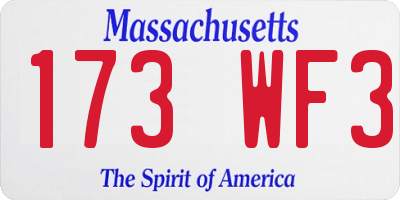 MA license plate 173WF3