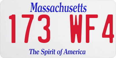 MA license plate 173WF4