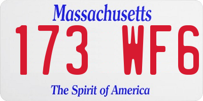 MA license plate 173WF6