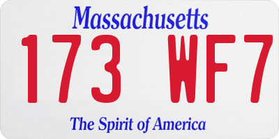 MA license plate 173WF7