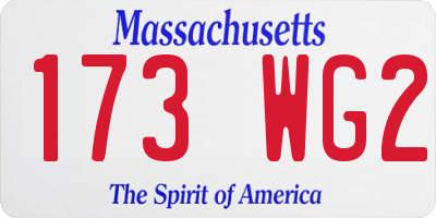 MA license plate 173WG2