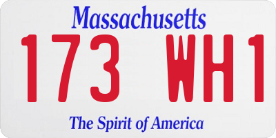 MA license plate 173WH1