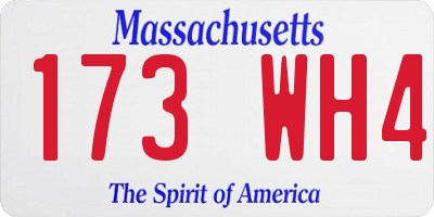 MA license plate 173WH4