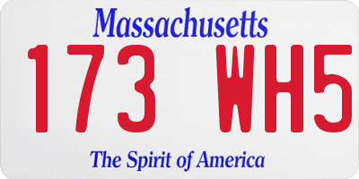 MA license plate 173WH5