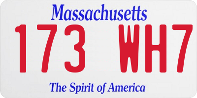 MA license plate 173WH7