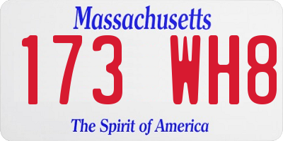 MA license plate 173WH8