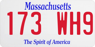 MA license plate 173WH9